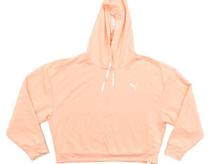 Puma Women Size L Peach Coral Cropped Hoodie Long Sleeve Keeps You Dry Pullover
